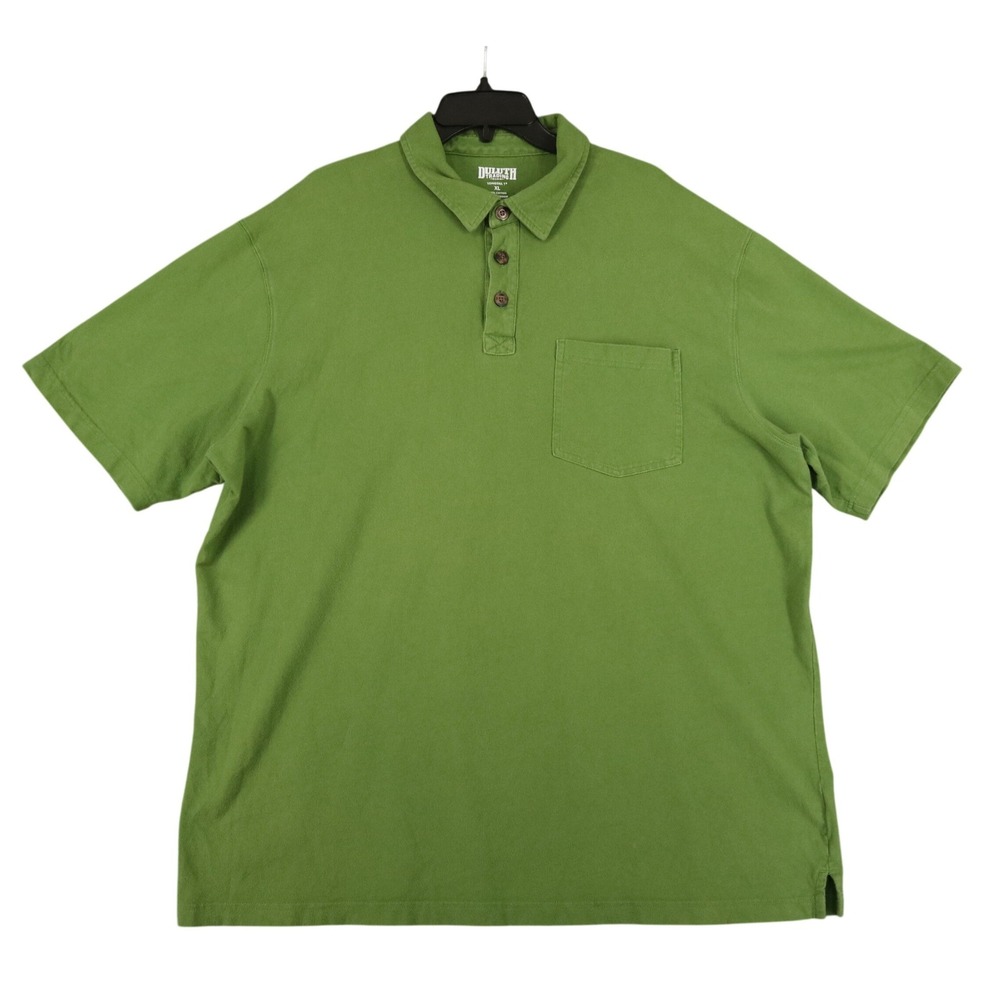Duluth Trading Longtail Polo Shirt Mens XL Green Short Sleeve Pocket Cotton